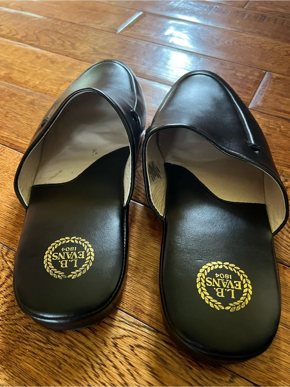 L.B. Evans Men’s Slippers Leather Slip-On Loafers Black Size 12 EEE